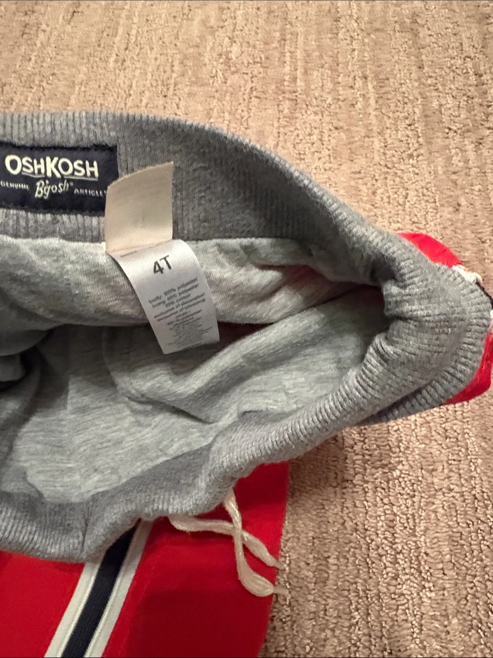 Kids Khaki, Red and Navy Casual Bottoms Trio. Brands Gap, Oshkosh, and Gymboree.